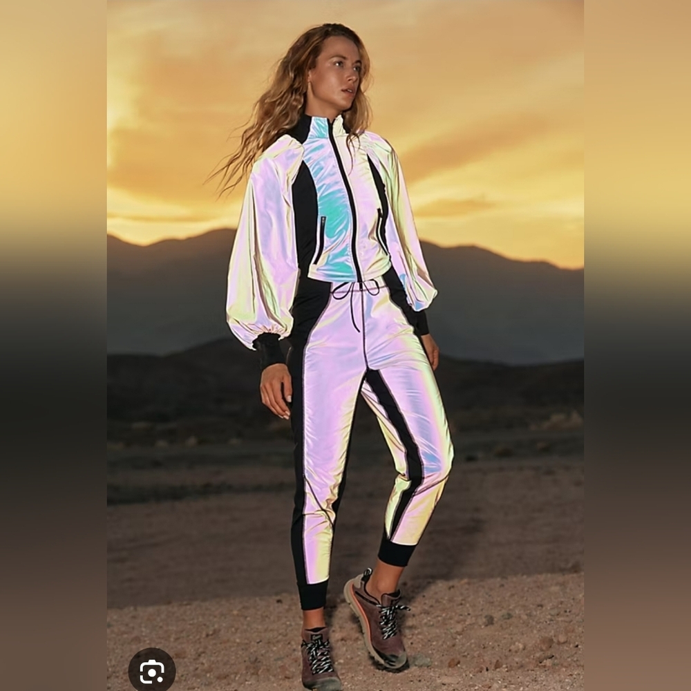 Free People Color Me Happy Reflective Jacket & pants size M NEW